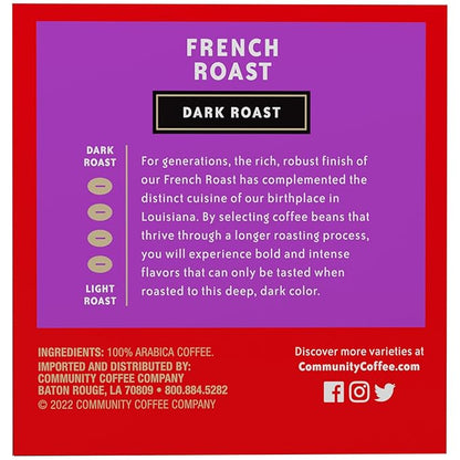 Community Coffee French Roast 72 Count Coffee Pods, Extra Dark Roast, Compatible with Keurig 2.0 K-Cup Brewers, 12 Count (Pack of 6)