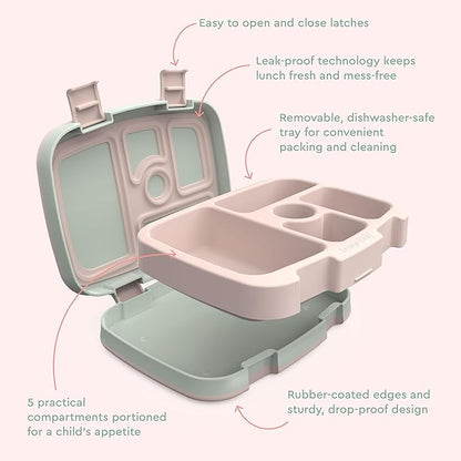 Bentgo Kids Prints Leak-Proof, 5-Compartment Bento-Style Kids Lunch Box - Ideal Portion Sizes for Ages 3-7, Durable, Drop-Proof, Dishwasher Safe, & PFAS & BPA-Free Materials (Nature Adventure)