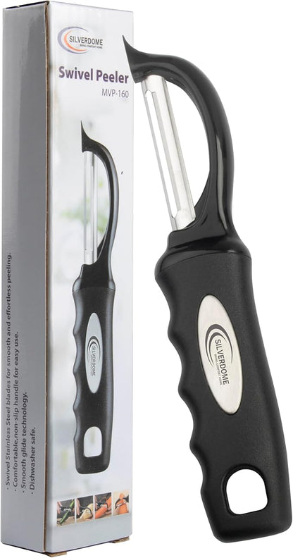 Premium Swivel Peeler- Super Sharp Stainless Steel Blades for fast and efficient Kitchen Prep- Ergonomic Handle- Dishwasher Safe- Equipped with sharp tip to remove Blemishes on Vegetables