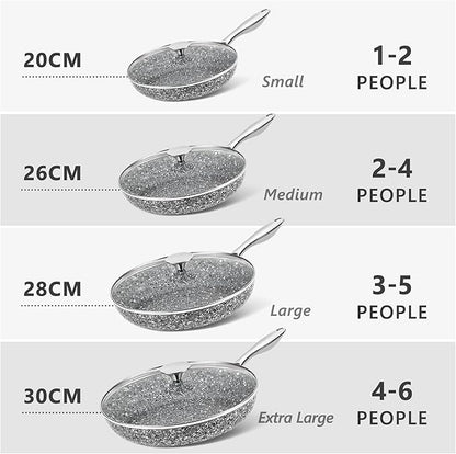 MICHELANGELO 10 Inch Frying Pan with Lid, Nonstick Frying Pan with Non Toxic Granite Coating, 10 Inch Stone Skillet, Non Stick Frying Pans for Cooking, Induction Compatible
