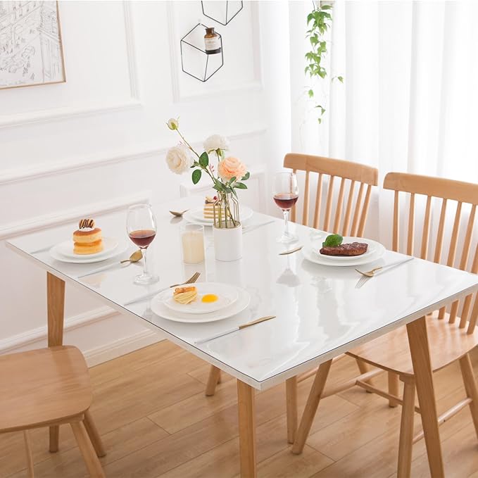 42 x 112 Inch Clear Table Cover Protector, Clear Table Protector for Dining Room Table, 1.5mm Plastic Table Cover, Waterproof Table Pad for Kitchen, Office