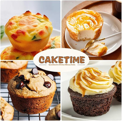 CAKETIME Silicone Mini Muffin Pan, 24 Cups Nonstick Mini Cupcake Pan for Baking Muffin, Cupcake, Egg Bites, Fat Bomb, 1 Pack Confetti