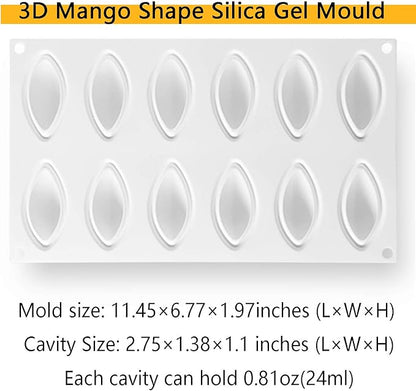 OCPO KITCHEN Quenelle Silicone Mold for Baking Mousse Cake, Fruit French Dessert, Pastry, Chocolate, Pudding, Jelly, Ice Cream, Quenelle Mold (12-Cavity)