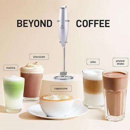 Zulay Kitchen Whisk Milk Frother with 4 Duracell Batteries - Powerful Handheld Foam Maker for Coffee, Lattes, Matcha, Hot Chocolate & Cappuccinos - Whip Creamy Froth in Seconds
