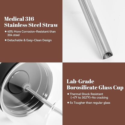 Glass Milk Container for Miele, Compatible with Coffee Machines for Miele 11574240, CM 7750 6360 5300 5310 5510 6160 6350, Prime 316 stainless steel,Incompatible for Built-in Coffee Makers