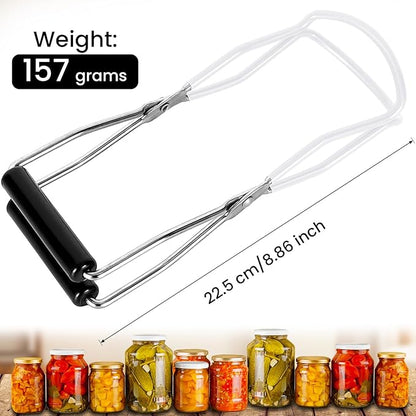 Canning Jar Lifter, Canning Tongs, Stainless Steel Jar Lifter with Rubber Grip Handle for Home Kitchen, White