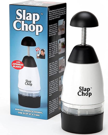 Slap Chop Original Japanese Stainless Steel Blades & Butterfly Opening Chopper - Manual Food Chopper for Salads & Vegetables - White