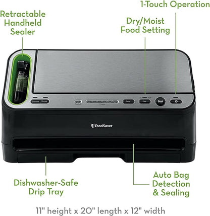 FoodSaver V4400 2-in-1 Vacuum Sealer Machine with Automatic Vacuum Sealer Bag Detection and Starter Kit
