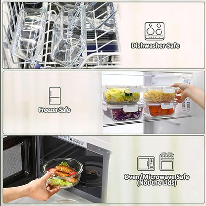 M MCIRCO [10-Pack,22 Oz Glass Meal Prep Containers,Glass Food Storage Containers with lids,Glass Lunch Containers,Microwave, Oven, Freezer and Dishwasher, White