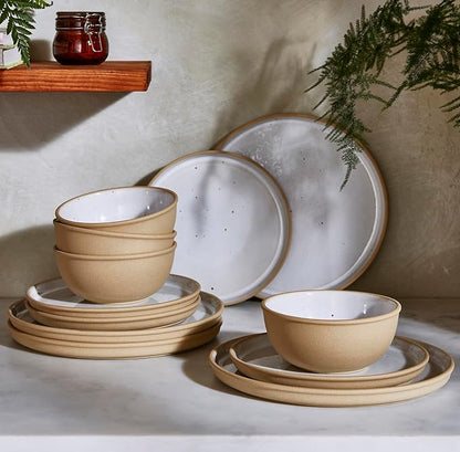 Portmeirion Minerals 10.5" Dinner Plate, Rose Quartz (Set of 4) - Modern Stoneware Plates, Artisan-Crafted with Gentle Curves, Durable for Dining, Microwave & Dishwasher Safe - Made in Portugal