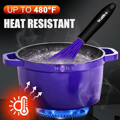 Walfos Whisk,Whisks for Cooking Non Scratch.Silicone Whisk Set of 4 Kitchen Wisk-11in Flat wisk and 7+9+11in Balloon Whisk.Nice for Mixing,Whisking and Stirring.Dishwasher Safe.(4pcs-Colorful)