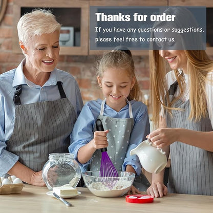Dishwasher Safe Purple Silicone Whisk, Sealed Waterproof Design Set of 3, Professional Kitchen Whisks for Cooking Non-Scratch, Silicone & Stainless Steel Whisk, Heat Resistant Balloon Egg Beater