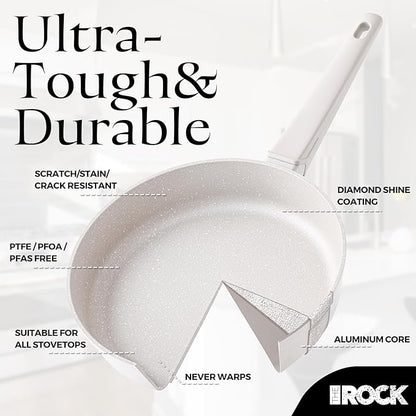 THE ROCK SOHO 9.5-Inch Ceramic Non Stick Frying Pan – Nothing Sticks, Never Warps, Lasts Longer, Non Toxic Skillet with Heat-Resistant Handle, PTFE PFOA & PFAS Free, Oven & Dishwasher Safe, Cream