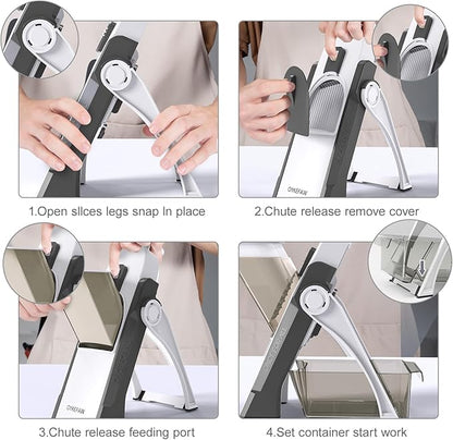 Safe Mandoline Slicer for Kitchen, 5 in 1 Vegetable Chopper, French Fry Cutter For Potatoes, Potato Slicer,Food Chopper,Adjustable Thickness 0.1-8 mm, With Peeler/Cleaning Brush, Mandolin