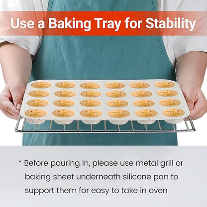 CAKETIME Silicone Mini Muffin Pan, 24 Cups Nonstick Mini Cupcake Pan for Baking Muffin, Cupcake, Egg Bites, Fat Bomb, 2 Pack Confetti