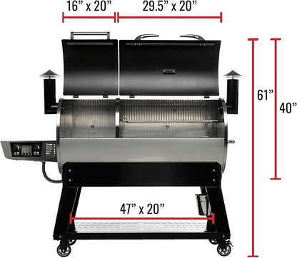 recteq DualFire 1200 Wood Pellet Smoker Grill, Wi-Fi Electric Pellet Grills, Dual Chambers for Hot and Fast + Low and Slow Cooking, DualFire 1200 + BBQ Master Bundle