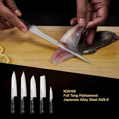 7 Inch Fillet Knife for Fish, Japan AUS-8 Alloy Steel Boning Knife for Meat with Full-Tang Pakkawood Handle, Kitchen Knives with Premium Gift Box (Classic Series)