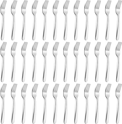 Pleafind 36-Pcs Salad Forks Set (7.1 inch), Stainless Steel Flatware Forks Silverware, Mirror Polished Dessert Forks Bulk Set, Small Metal Forks for Home, Kitchen, Restaurant, Dishwasher Safe