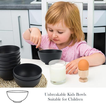 Homienly Wheat Straw Small Bowl Set of 8, Unbreakable Dessert Bowl - 10 OZ, Wheat Straw Mini Bowls for Kitchen, Kids, Microwave and Dishwasher Safe Bowls for Snack, Appetizer, Ice Cream (Black)