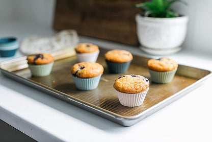 The Silicone Kitchen Reusable Silicone Baking Cup Silicone Muffin Liners for Cupcakes, BPA Free, Regular, 24 Pack, White Blue Green