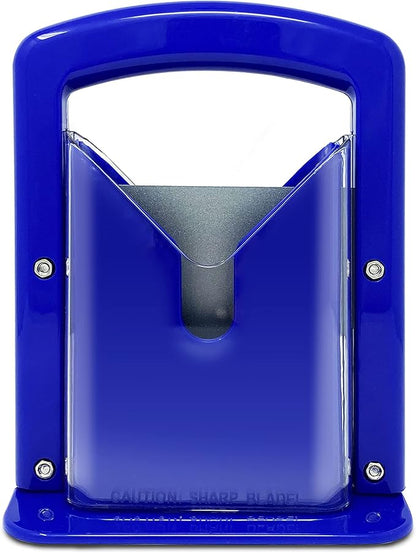 Slyce - Bagel Slicer, Bagel Cutter with Safety Shield and Safe Grip, Bagel Holder for Cutting Large and Small Bagels, Stainless Steel Blade (Blue)