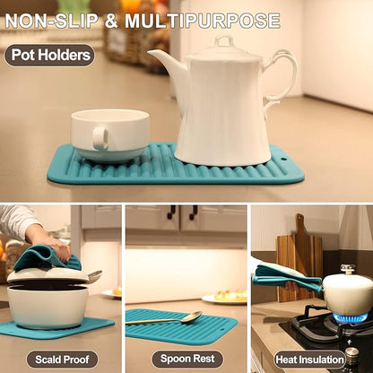 Joyhalo Silicone Trivet Mats Pot Holder Hot Pads Plate Holder Gripper Pad Garlic Peeler Drying Mat Coasters