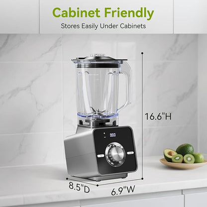Home Blender, 1400W High-Speed Blender for Ice Crushing Power, Stainless Steel Blades, Kitchen Timer, 10 Speeds, 6 Programs for Smoothies, Frozen Drinks, Self-Cleaning, 64oz Bulk Production