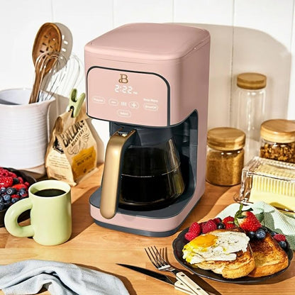 Beautiful 12-Cup Programmable Coffee Maker – Auto Brew, Digital Timer, Glass Carafe (Rose)