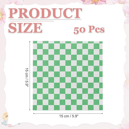 PATIKIL 5.9" x 5.9" Waxed Paper Sheets, 50Pcs Square Pattern Oil-absorbing Dry Food Wrapping Paper for Bakery Coffee Shop Home Baking Kitchen DIY, Green