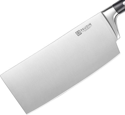 PAUDIN Cleaver Knife, Switzer Chinese Chef Knife 7 Inch, High Carbon Stainless Steel Butcher Knife with ABS Handle, Kitchen Knife for Meat Cutting Vegetable Slicing