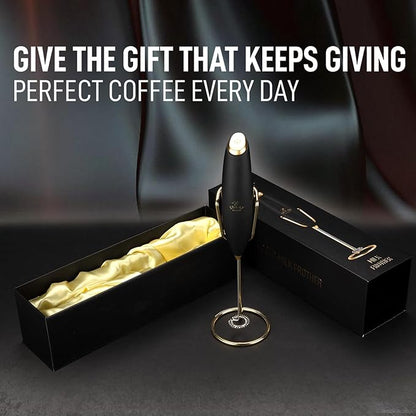 Zulay Kitchen Executive Series Luxury Gift Milk Frother with 4 Duracell Batteries – Handheld Electric Foam Maker for Coffee, Lattes & Hot Chocolate – Deluxe Finish, Ultimate Gift for Coffee Lovers