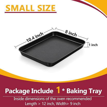 P&P CHEF 10.5 Inch Baking Cookie Sheet Pan, Carbon Steel Oven Tray, Non Stick Bakeware for Cooking Baking Bread Meat Vegetables, Sturdy & Healthy, Easy Clean, 1Pc