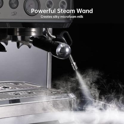 Espresso Machine with Milk Frother and Grinder, All in One Cappuccino Latte Espresso Maker for Home Barista, Built-In Bean Grinder, 85 oz Removable Water Tank, Coffee maker Machine