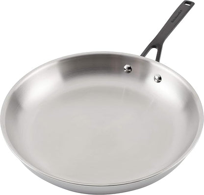 KitchenAid 5-Ply Clad Polished Stainless Steel Fry Pan/Skillet, 12.25 Inch