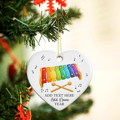 Personalized Xylophonist Christmas Ceramic Ornament, Custom Text Name & Year Xylophone Xmas Ornament, Xylophone Player Xmas Tree Hanging Ornaments 2025, Gift for Men Women Instrument Lover