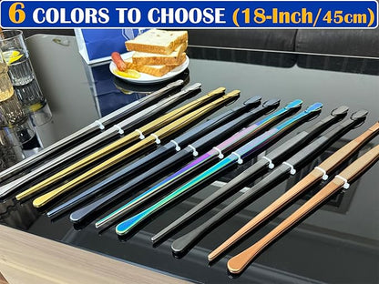 JETKONG 2 Pcs 18 Inch (45cm) Stainless Steel Grill Tongs Heavy Duty Giant Tweezer Tongs, Extra Large Tweezers Tools for Cooking, Grilling, BBQ and Turning Food (Rainbow)