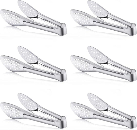 6 Pack Buffet Tongs,Stainless Steel Serving Tongs Serving Utensils 9Inch