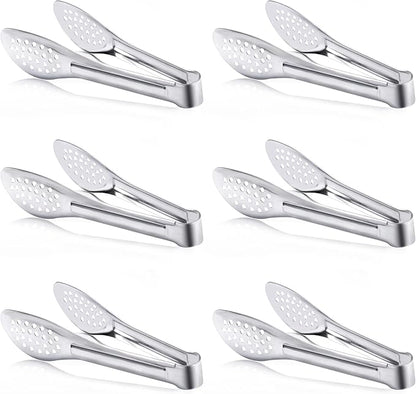 6 Pack Buffet Tongs,Stainless Steel Serving Tongs Serving Utensils 7Inch