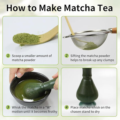 Resin Matcha Whisk Traditional Japanese Chasen Matcha Tea Whisk Gifts for Tea Lovers Reusable Plastic Matcha Whisk for Authentic Tea Preparation (Black+Green)