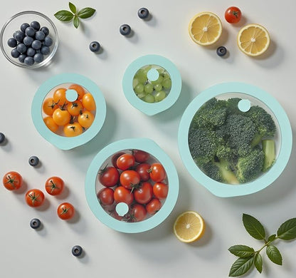 Urban Green Glass Food Container Set with Glass Lid, 4 Pack, Meal Prep Containers with Silicone Framed Airtight Lid, Leakproof, 100% Plastic Free,