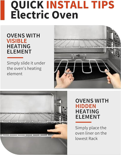 Oven Liners for Bottom of Oven - 4 Pack Large Heavy Duty Oven Mats, 17"x 25" Reusable Matt Liner for Electric, Gas, Toaster Ovens & Grills, BPA & PFOA Free, Kitchen Essentials, Black
