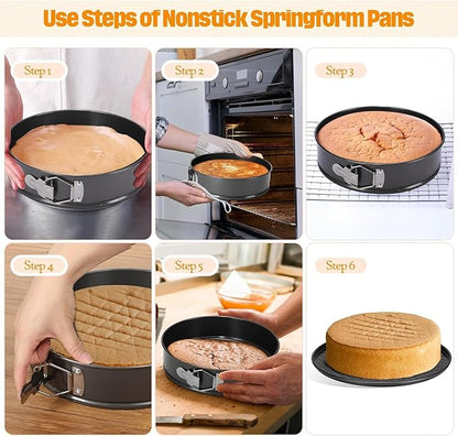 Heart Springform Cake Pan Set of 3 Non Stick Durable Cake Baking Pans with Removable Bottom Cake Molds for Baking