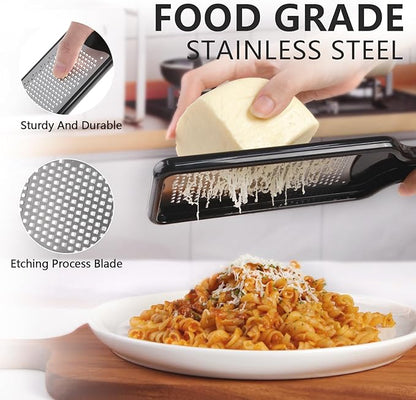 LHS Citrus Lemon Zester Cheese Grater with Container - Stainless Steel Kitchen Tool for Parmesan Cheese, Ginger, Garlic, Nutmeg, Chocolate, Fruits, Dishwasher Safe