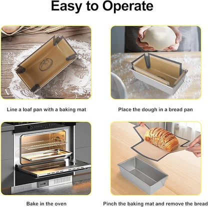 2 Pcs Thickened Silicone Bread loaf pan liners for baking bread 9x5，Silicone Baking Mat for 9x5 Inch Loaf Pan, Nonstick & Reusable, Easy to Clean, High-Temp Resistant (Black and Gray)