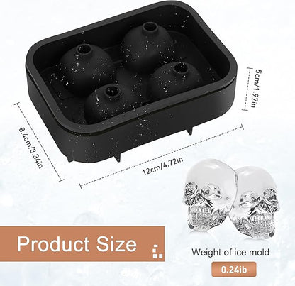 Ice Cube Tray Skull Shaped Silicone Ice Cube Molds Essential Bartender Accessory for Whiskey Cocktail Bourbon Lovers Eco Friendly Ice Cube Tray