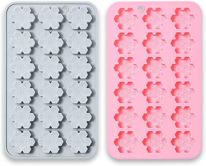 2 Pcs Snowflake Silicone Molds, 18-Cavity 3D Christmas Snowflake Chocolate Silicone Molds for DIY Christmas Winter Jello Candy Cupcake Fondant Baking Polymer Clay Decoration