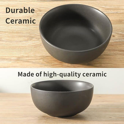 Tikoore Ceramic Mixing Bowls Set of 3, 24oz 40oz 88oz Nesting Bowl Ideal for Parties Dinners Serving Salad Fruit, Versatile for Mixing Prepping Serving in Kitchen, Dishwasher Microwave Safe Black