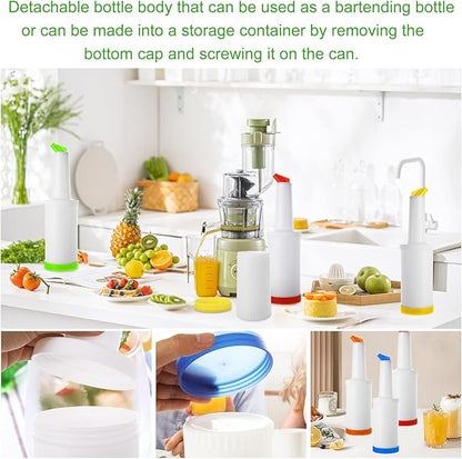 6Pack Fruit Juice and Liquor Pour Bottles, Colorful Juice Pouring Bottle Containers, Plastic Juice Pour Bottles for Liquor Juice, Plastic Juice Dispensers for Home Party Bar Kitchen Supplies