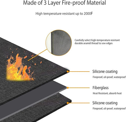 Under Grill Mat for Outdoor Grill Deck Patio Protector,48''x30'' Large Silicone Fireproof Waterproof Oil-proof Fire Pit Mat BBQ Floor Matt Pad