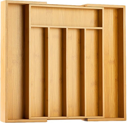 Bellsal Silverware Organizer Kitchen Drawer Organizer Expandable Bamboo Utensil Holder Cutlery Tray for Kitchen Utensil and Flatware Bedroom Office
